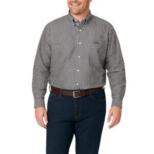 Chaps Size XL Shirt Mens Black & White Striped Long Sleeve Button-Down